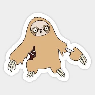 Zombie Sloth Cartoon // Funny Halloween Zombie Sticker